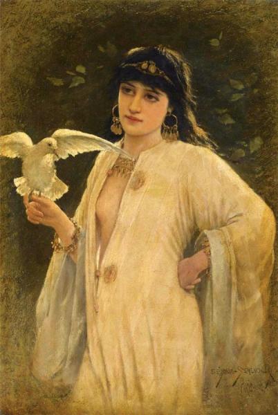 Young Beauty With Dove by Emile Eisman-semenowsky