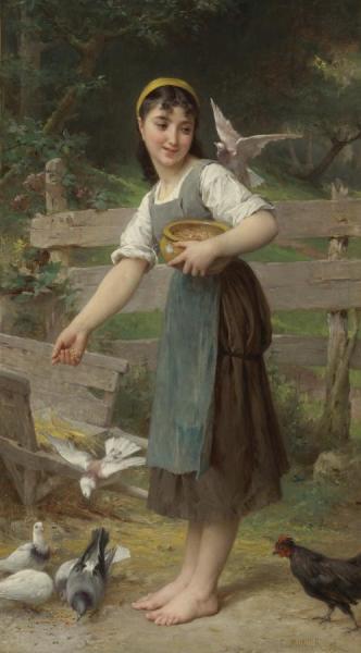Émile Munier Feeding The Doves