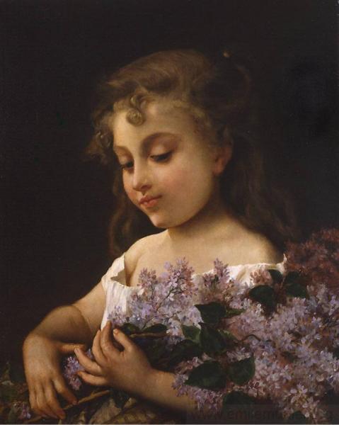 Girl With Lilacs by Émile Munier
