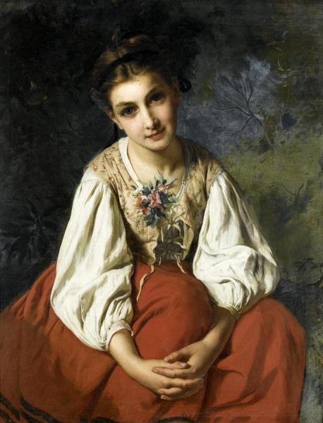 Portrait Of A Young Girl by Émile Munier
