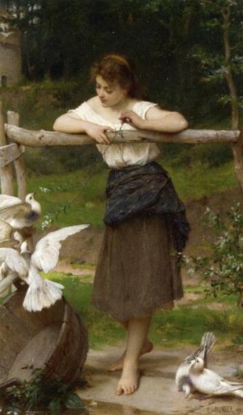 Teasing The Doves by Émile Munier