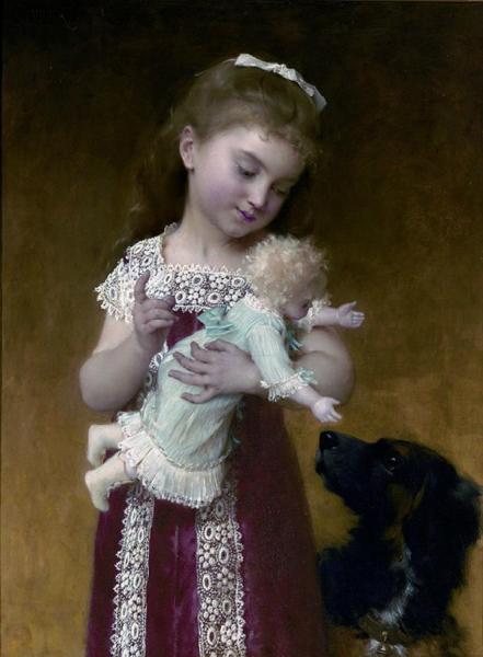 Young Girl And Her Dolls by Émile Munier