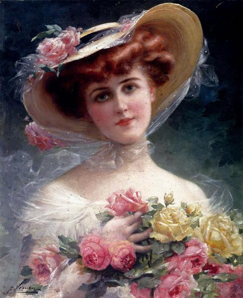 Beauty With Flowers by Emile Vernon