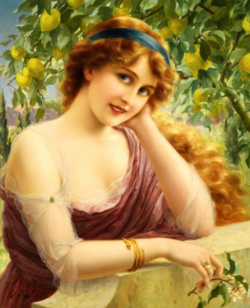 Girl By The Lemon Tree by Emile Vernon