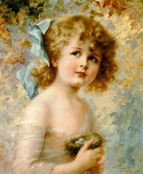 Girl Holding A Nest by Emile Vernon