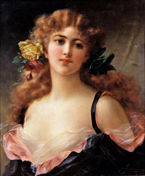 Portrait Of A Young Girl by Emile Vernon