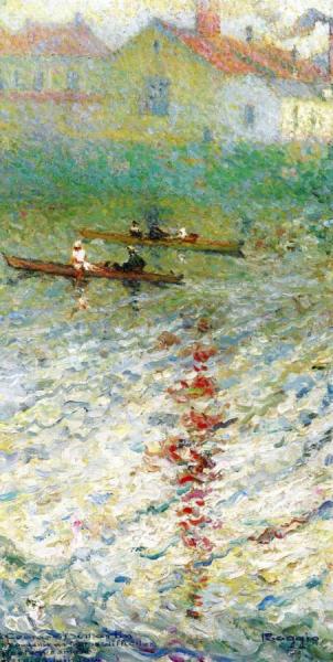 Boats On The Lake by Emilio Boggio