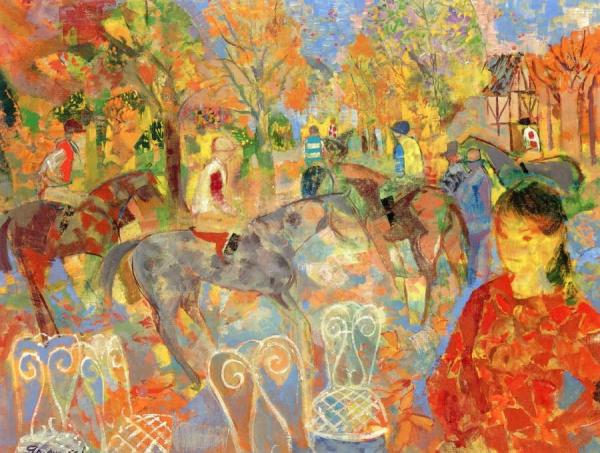 The Paddock With Horses by Emilio Grau Sala