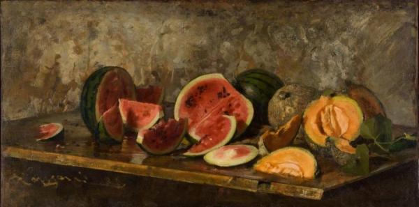 Watermelons And Melons by Emilio Longoni Oil Painting Reproductions