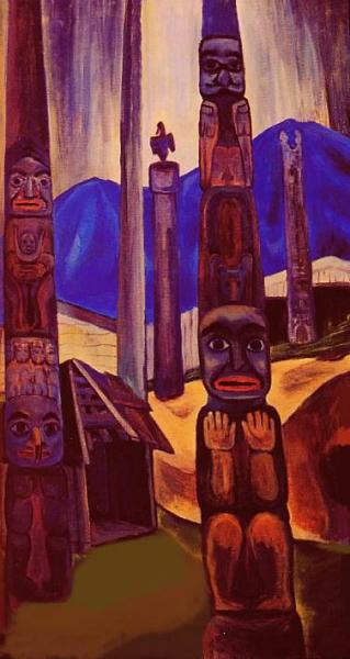 Totems On The West Coast by Emily Carr