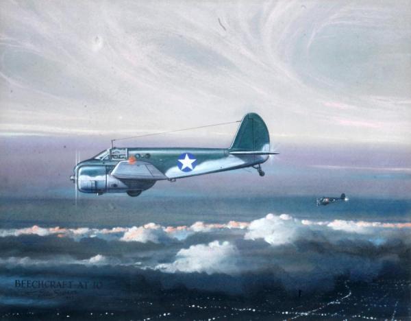 A Pastel And Ink Painting Of A Beechcraft At 10 by Eric Sloane Oil Painting Reproductions