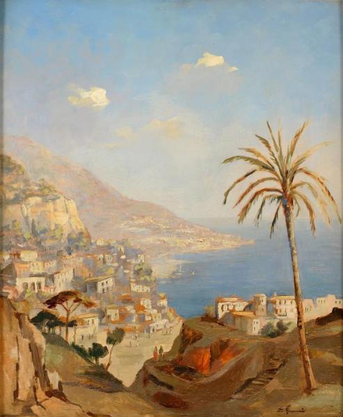 Coastal Scene In Amalfi by Erich Demmin Oil Painting Reproductions