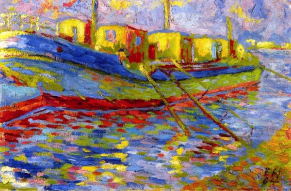Barge On The River Elbe by Erich Heckel