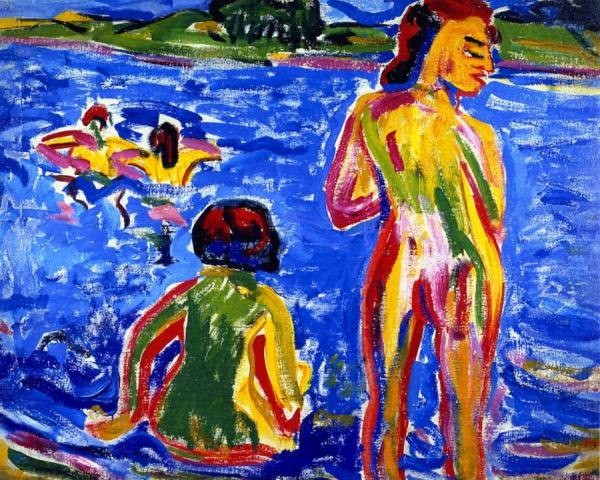Bathers In A Pond by Erich Heckel Oil Painting Reproductions