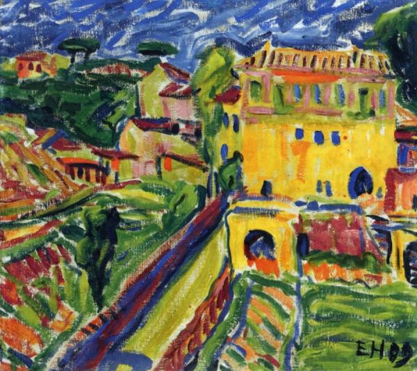 Houses Near Rome by Erich Heckel Oil Painting Reproductions