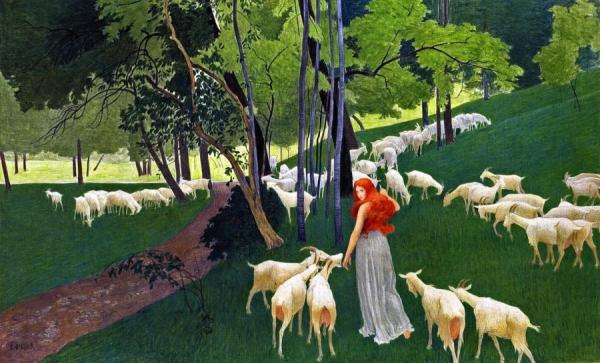 Ernest Bieler Goatherd With Her Flock