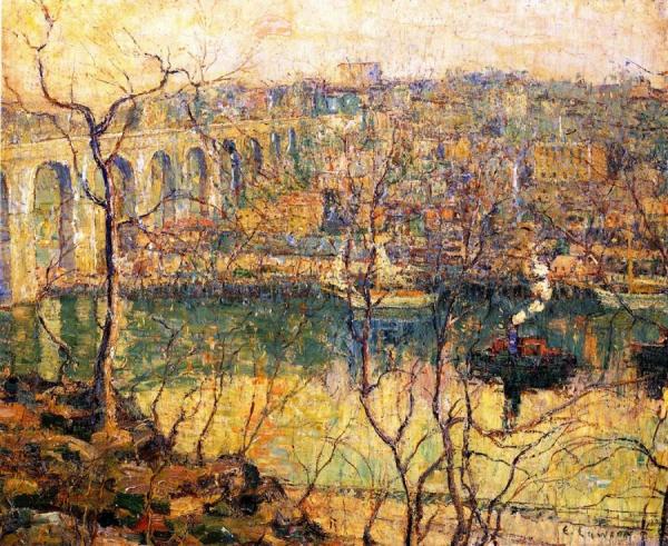 High Bridge - Early Moon by Ernest Lawson