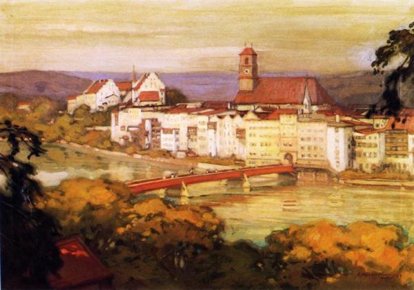 A Riverside Town by Ernest Martin Hennings
