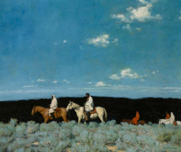 Taos Indians Homeward Bound, Circa 1920 by Ernest Martin Hennings