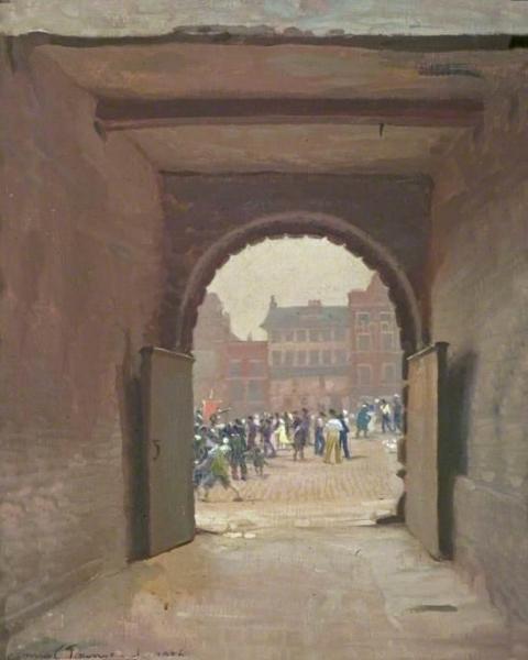 A Glimpse Of Derby Market Place On Carnival Day by Ernest Townsend
