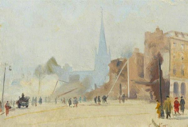 Broadgate, Coventry After A Raid, November 1940 by Ernest Townsend