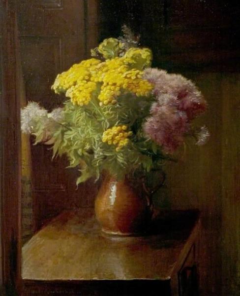 Vase Of Mimosas And Thistledown by Ernest Townsend