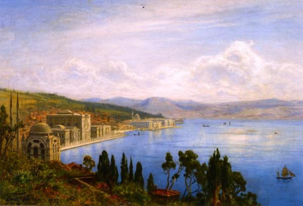 View Of The Bosphorus by Ernst Karl Eugen Koerner Oil Painting Reproductions