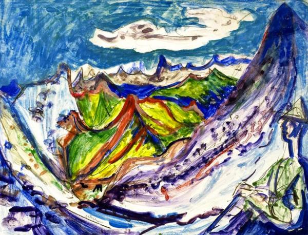 A Mountain View With Wanderer by Ernst Ludwig Kirchner