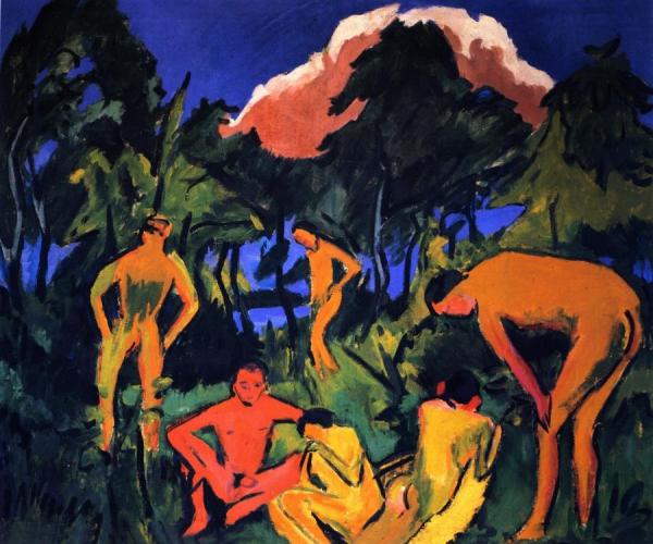 Akte In Der Sonne, Moritzburg by Ernst Ludwig Kirchner