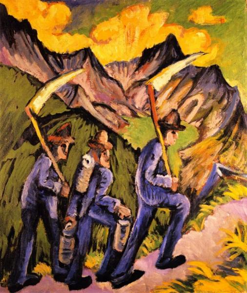 Alpine Life, Triptych (left Panel) by Ernst Ludwig Kirchner