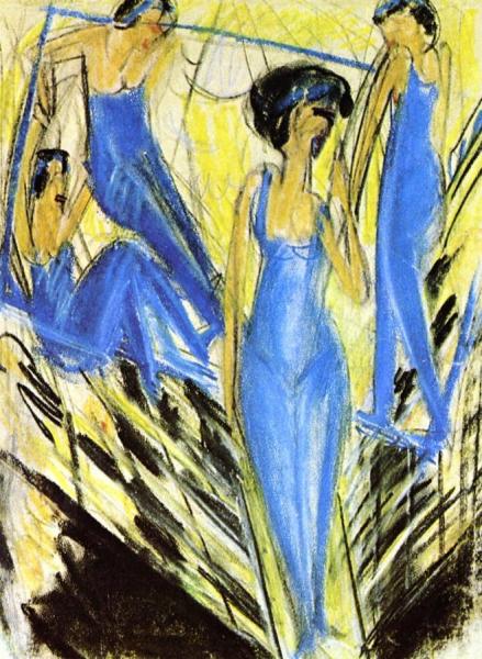 Blaue Artisten by Ernst Ludwig Kirchner