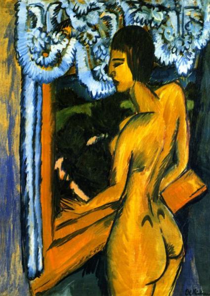 Brauner Akt Am Fenster by Ernst Ludwig Kirchner