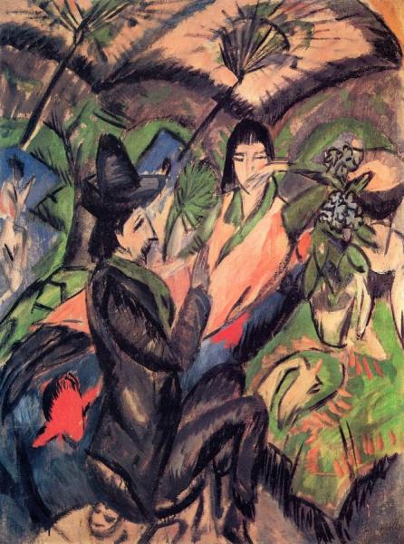 Couple Under A Japanese Umbrella by Ernst Ludwig Kirchner