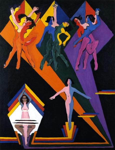 Dancing Girls In Rays Of Color by Ernst Ludwig Kirchner