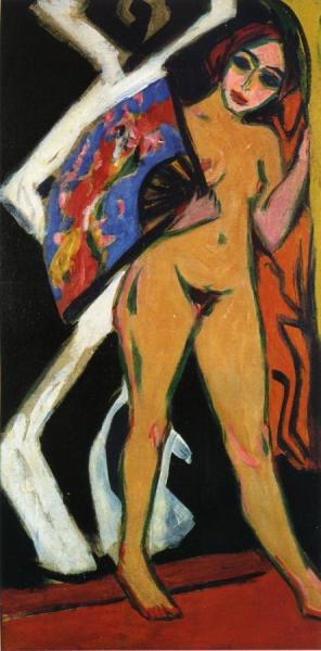 Dodo With Large Fan by Ernst Ludwig Kirchner
