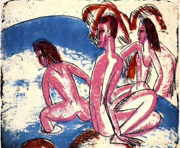 Drei Badende An Steinen by Ernst Ludwig Kirchner