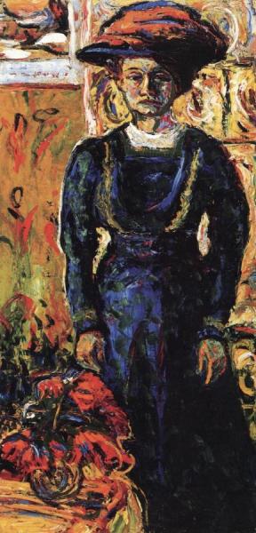 Emmy Frisch With Red Flowers by Ernst Ludwig Kirchner