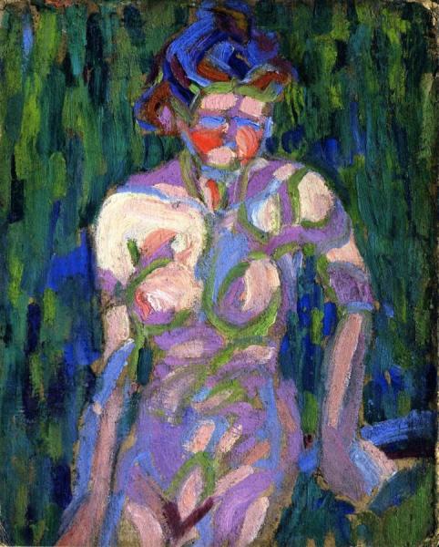 Female Nude With Foliage Shadows by Ernst Ludwig Kirchner