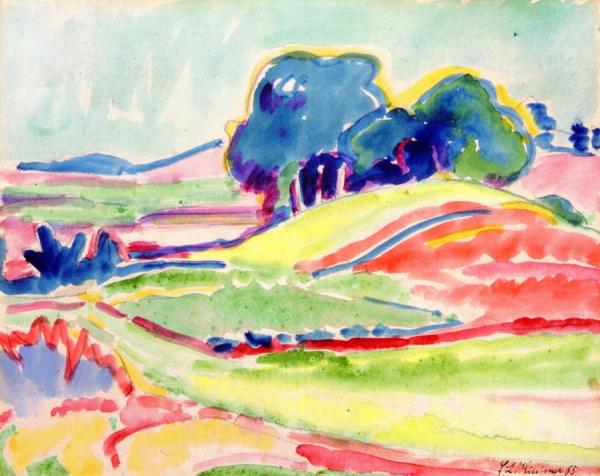 Landscape With Hills And Trees Near Dresden by Ernst Ludwig Kirchner