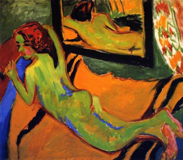 Liegender Akt Vor Siegel by Ernst Ludwig Kirchner