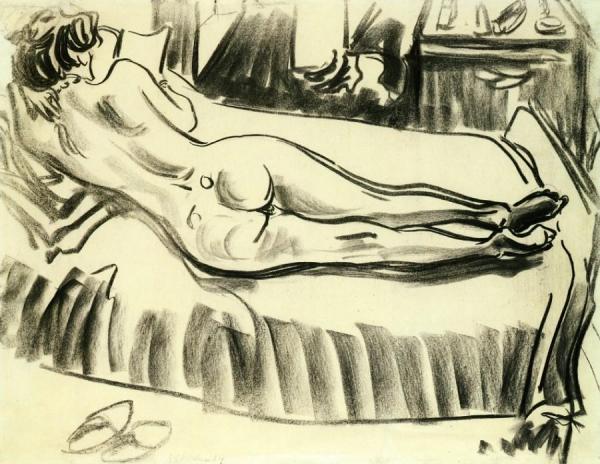 Reclining Nude From Behind On A Sofa by Ernst Ludwig Kirchner Oil Painting Reproductions