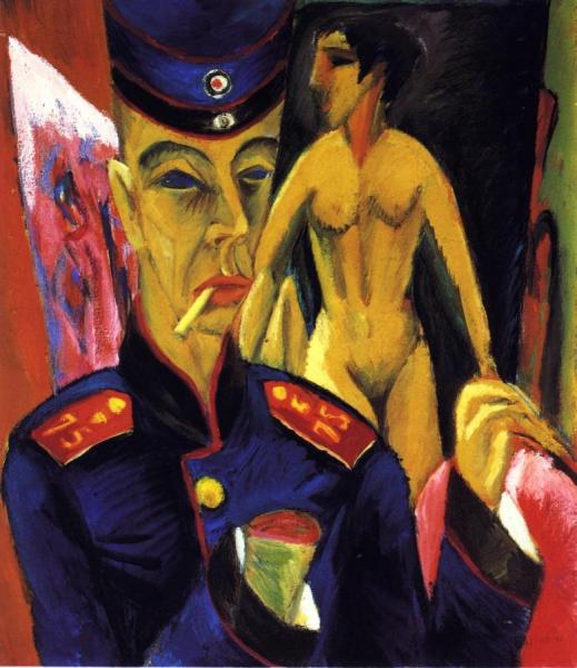 Self-portrait As A Soldier by Ernst Ludwig Kirchner Oil Painting Reproductions