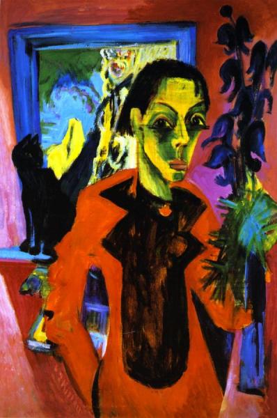 Self Portrait With Cat by Ernst Ludwig Kirchner