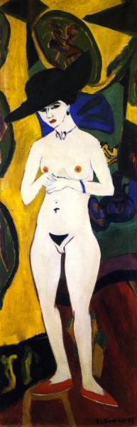 Stehender Akt Mit Hut by Ernst Ludwig Kirchner