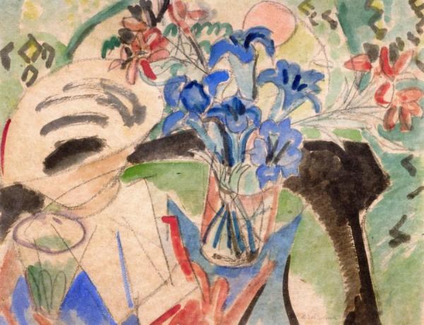 Still Life With Gentian by Ernst Ludwig Kirchner Oil Painting Reproductions
