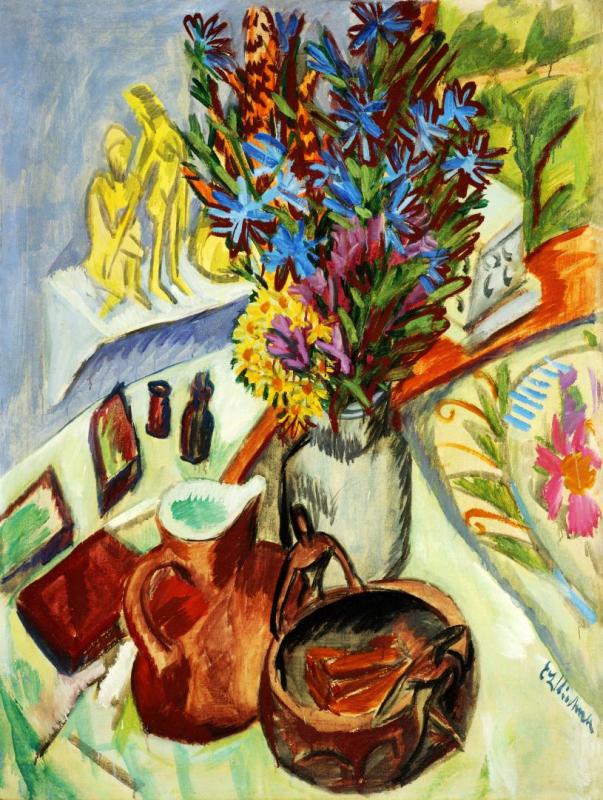 Still Life With Jar And Africa Cup by Ernst Ludwig Kirchner