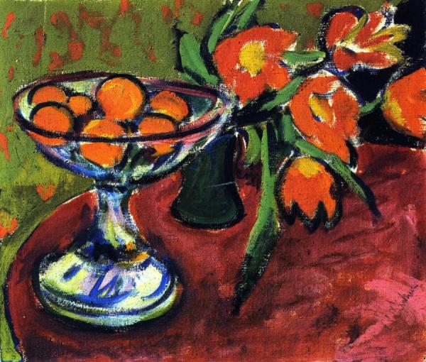 Still Life With Oranges And Tulips by Ernst Ludwig Kirchner
