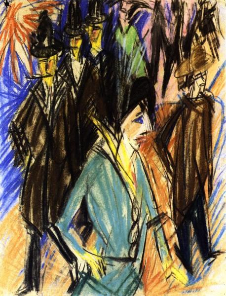Straßenzene Mit Grüner Kokotte by Ernst Ludwig Kirchner