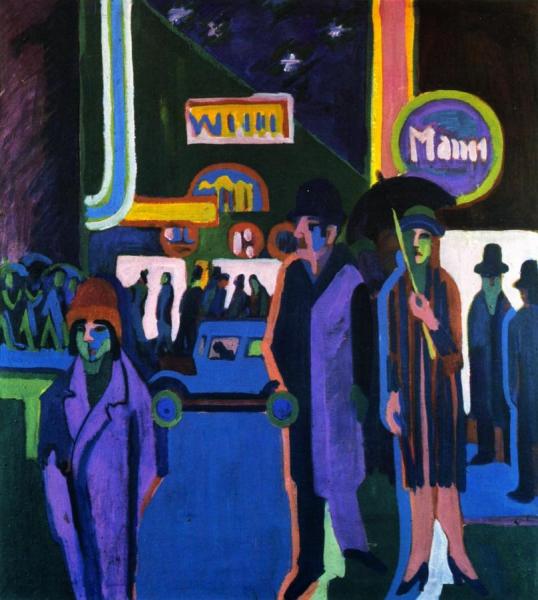 Street Scene At Night by Ernst Ludwig Kirchner
