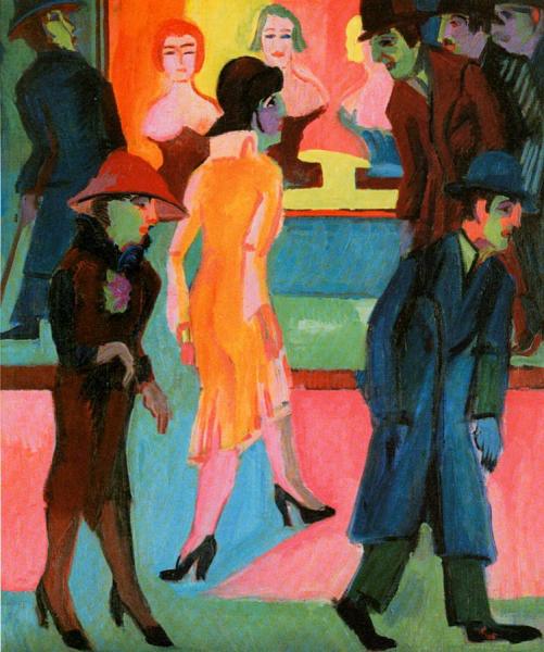 Ernst Ludwig Kirchner Street Scene In Front Of A Barbershop